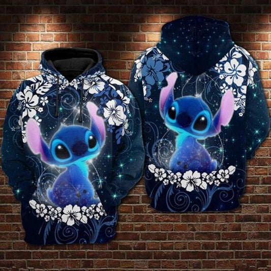 Lilo And Stitch Floral Disney Gift For Fan 3d All Over Printed Hoodie 1171 Moonbestprint