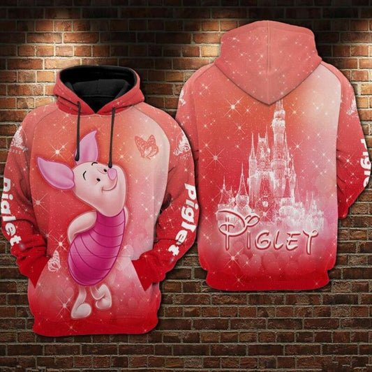 Piglet Cartoon Winnie The Pooh Disneyland Over Print 3d Hoodie Moonbestprint