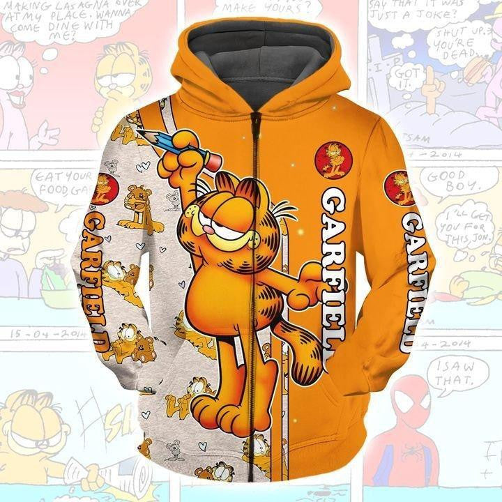 Cartoon Character Love Garfield Pattern 3d All Over Printed Shirt Zip Hoodie Moonbestprint