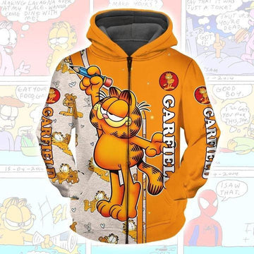 Cartoon Character Love Garfield Pattern 3d All Over Printed Shirt Zip Hoodie Moonbestprint