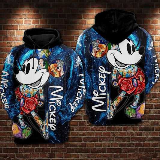Mickey With All Characters From Disney Galaxy Over Print 3d Hoodie Zip Hoodie Moonbestprint