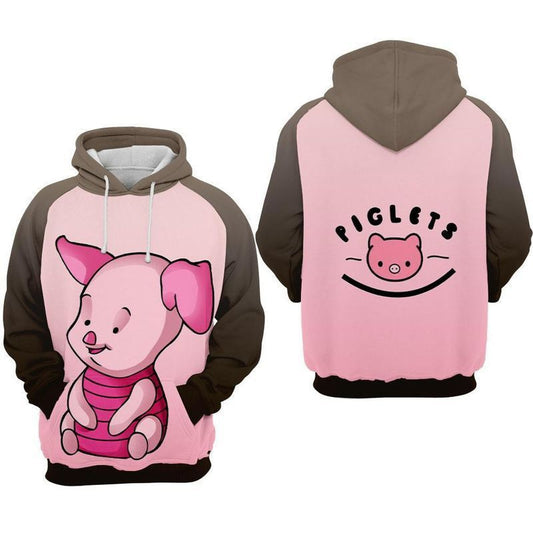 Cute Baby Piglet Winnie The Pooh Over Print 3d Hoodie Zip Hoodie Moonbestprint