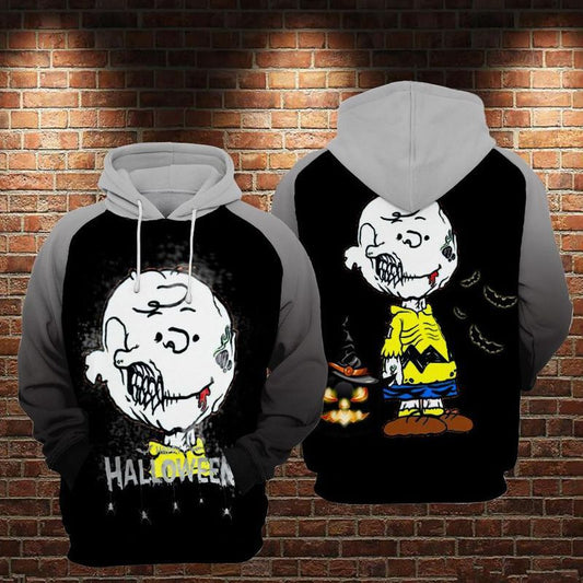 Charlie Brown Zombie Halloween Theme Over Print 3d Hoodie Zip Hoodie Moonbestprint