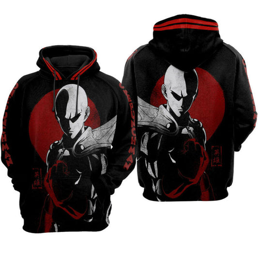 One Punch Man Black Hoodie Zip Hoodie Moonbestprint