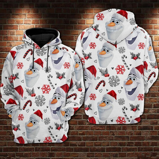 Olaf Christmas Hat Over Print 3d Hoodie Zip Hoodie Moonbestprint