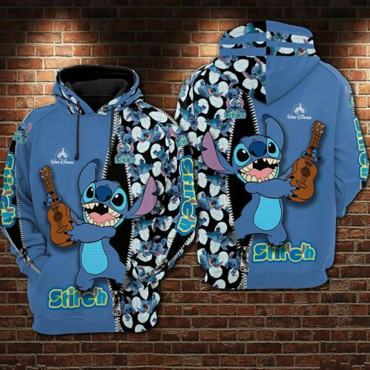 Stitch With Guitar Movies Disney Over Print 3d Hoodie Zip Hoodie Moonbestprint