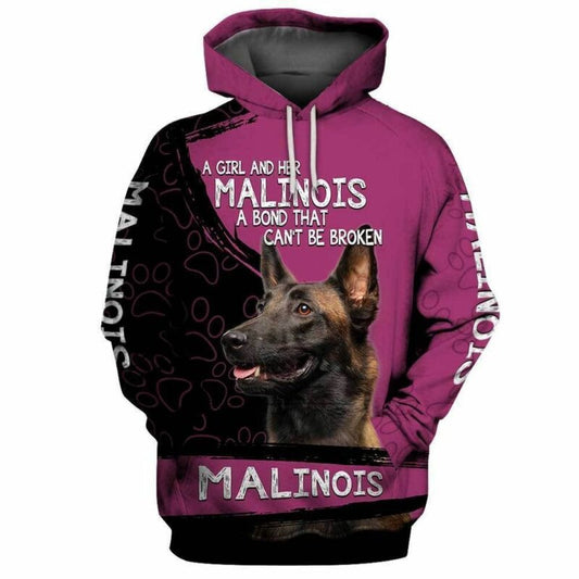 Malinois A Girl And Her Malinois A Bond That Can't Be Broken Over Print 3d Hoodie Zip Hoodie Moonbestprint