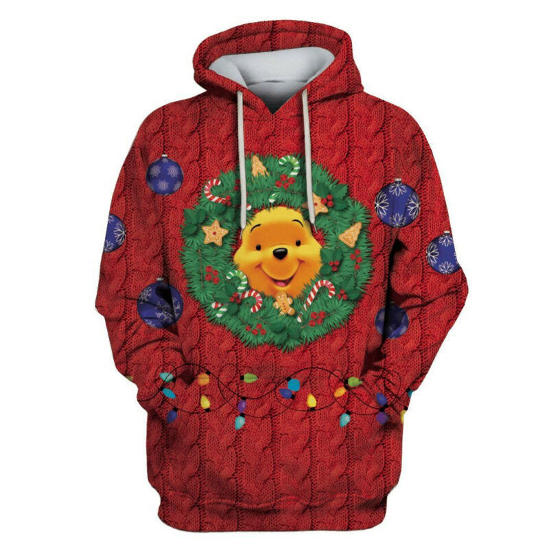 Disney Winnie The Pooh Hoodie Pooh Wreath Bauble Christmas 3d Hoodie Zip Hoodie Moonbestprint
