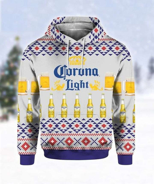 Corona Light Beer Christmas 3d Hoodie Zipper Hoodie Moonbestprint