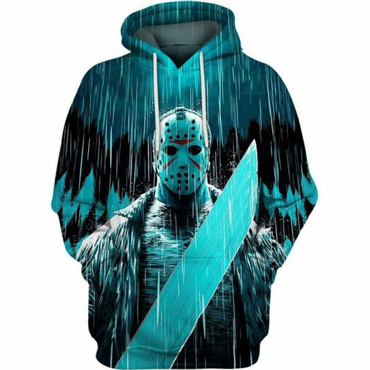 Jason Voorhee Under The Rain Over Print 3d Hoodie Zip Hoodie Moonbestprint