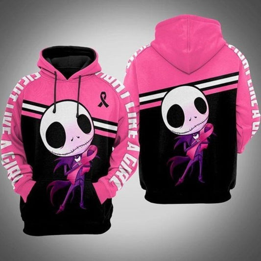 Jack Skellington Br East Cancer Ribbon Men And Women All Over Printing 3d Hoodie Moonbestprint