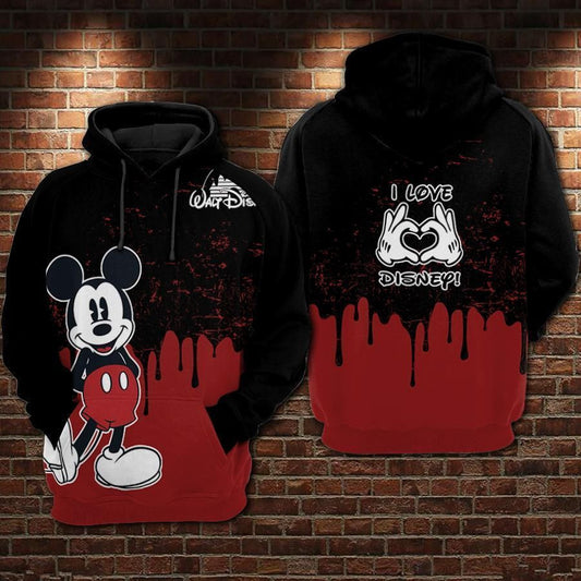 Mickey Mouse Movies Disney I Love Disney Over Print 3d Hoodie Zip Hoodie 387 Moonbestprint