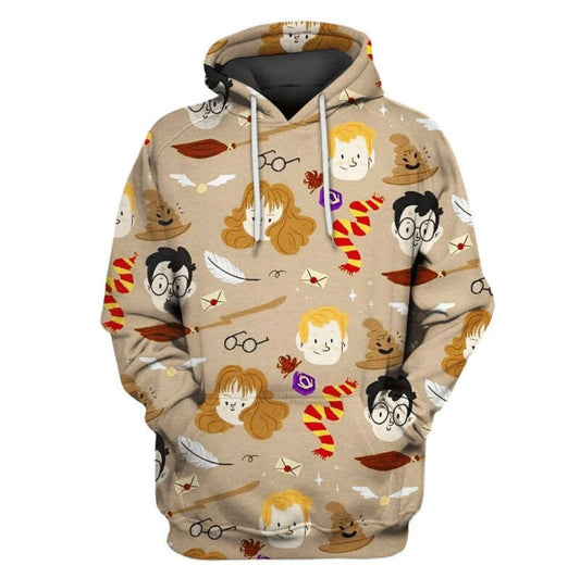 Harry Potter Pattern Hoodie Harry Hermione Ron Faces 3d Hoodie Zip Hoodie Moonbestprint