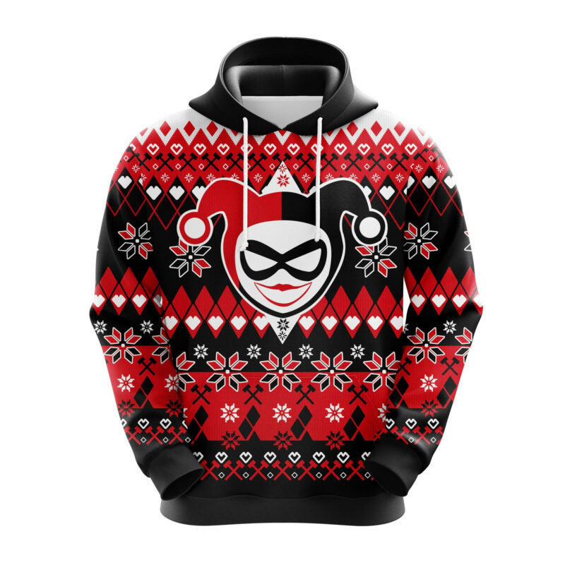Suicide Squad Hoodie Harley Quinn Christmas Pattern Black Red Hoodie Harley Quinn 3d Hoodie Zip Hoodie Moonbestprint