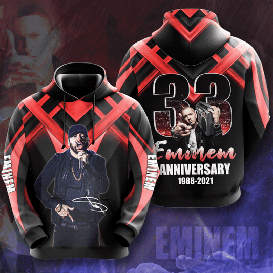 Eminem 33th Anniversary 1988 2021 Signature Design Gift For Fan Custom 3d Hoodie All Over Printed Hoodie Moonbestprint