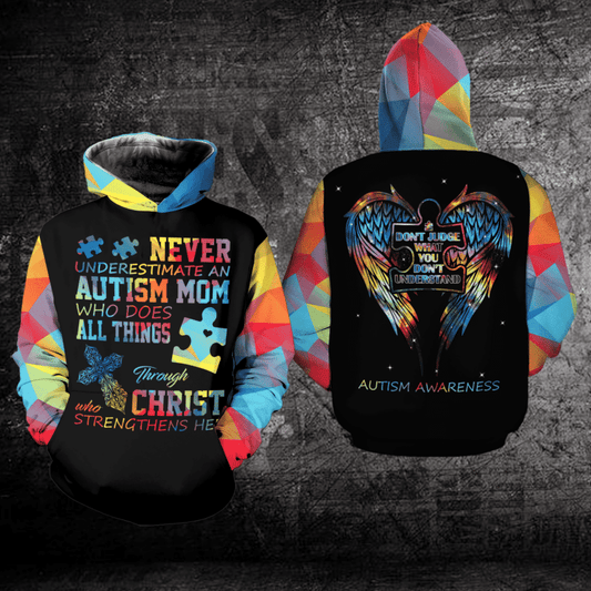 Autism Awarenes Hoodie Never Underestimate An Autism Mom 3d Hoodie Zip Hoodie Moonbestprint