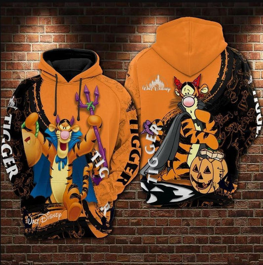 Halloween Theme Tigger Winner The Pooh Over Print 3d Hoodie Zip Hoodie Moonbestprint