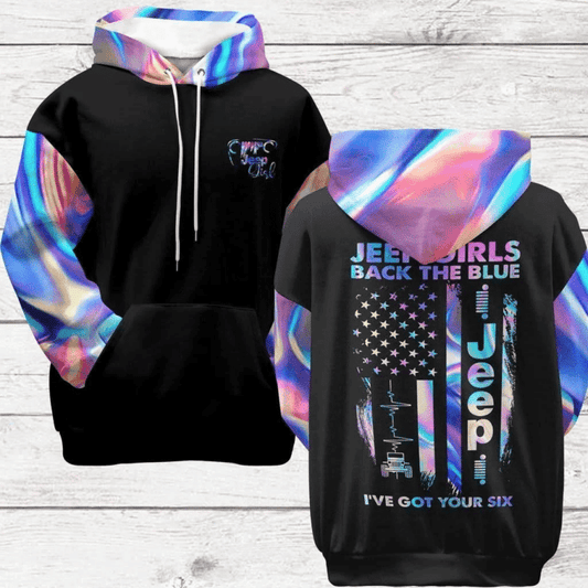 Sportyzen Hologram Jeep Girl Back The Blue Hoodie 3d Moonbestprint