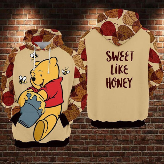 Winnie The Pooh Bear Sweet Like Honey Over Print 3d Hoodie Zip Hoodie Moonbestprint