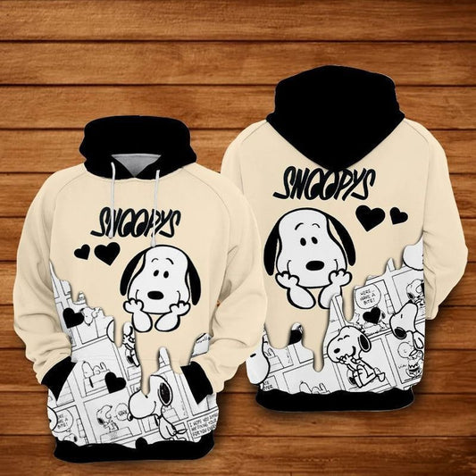 Snoopy Comic Style Over Print 3d Hoodie Zip Hoodie 1042 Moonbestprint