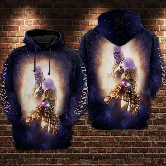 Marvel Thanos With The Infinity Gauntlet Galaxy Blue 3d Hoodie Zip Hoodie Moonbestprint