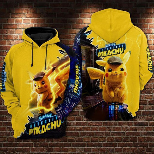 For Pokemon Lovers Detective Pikachu 3d Hoodie Moonbestprint