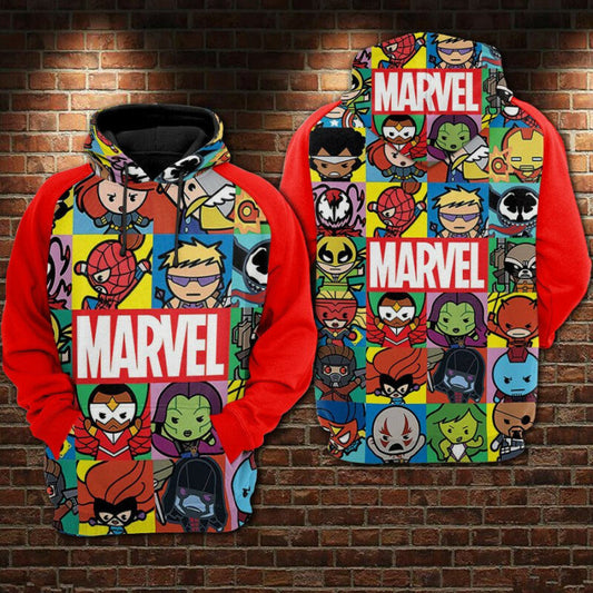 Marvel Cartoon 3d Hoodie Zip Hoodie Red Custom Moonbestprint