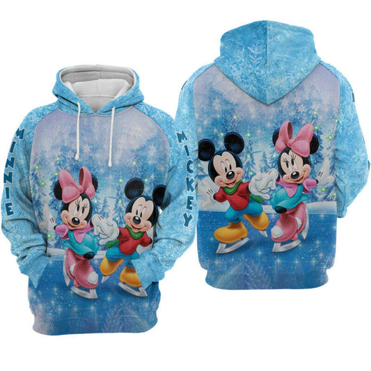 Mickey Minnie Lover Skating Valentine's Day Couple Hoodie Zip Hoodie Moonbestprint