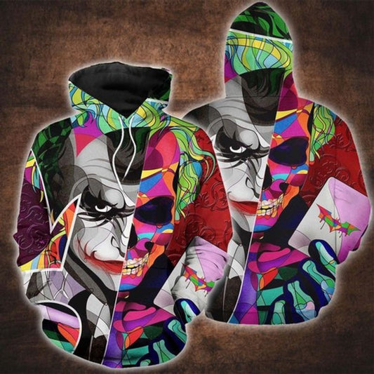 Colorful Pattern Joker And Skull Face 3d Hoodie Moonbestprint