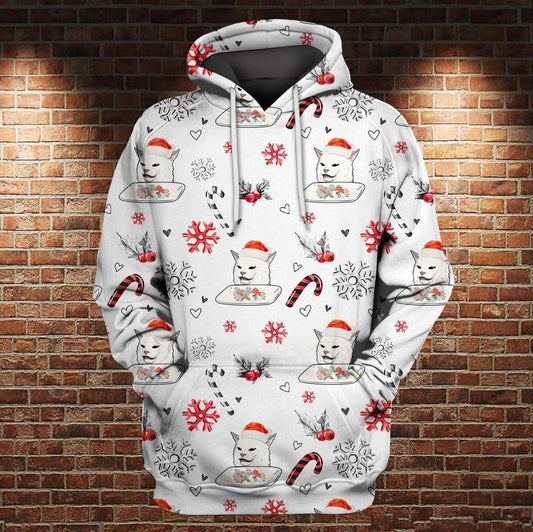 Confused Cat Meme Christmas Over Print 3d Hoodie Zip Hoodie Moonbestprint