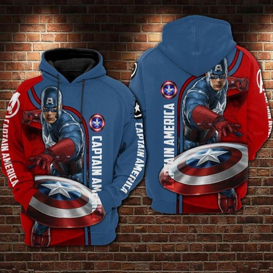 Captain American Marvel Comics Red Light Blue 3d Hoodie Moonbestprint