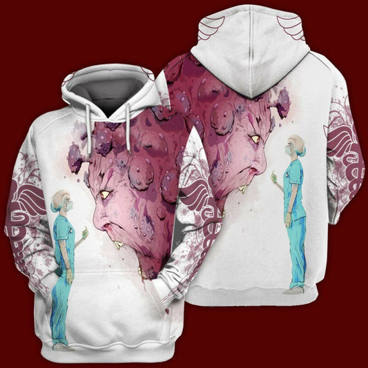 Nurse On The Frontline Virus Fighting Hoodie Zip Hoodie Moonbestprint