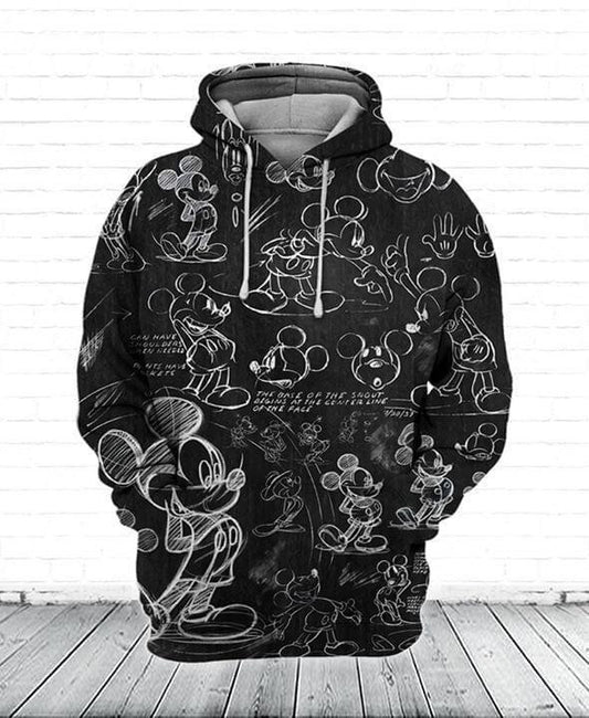 Disney Hoodie Mm Hoodie Mm Drawing Black White 3d Hoodie Zip Hoodie Moonbestprint