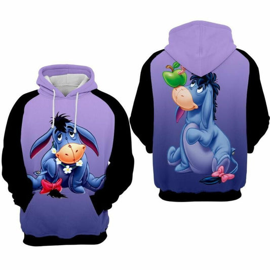 Eeyore And Apple Winnie The Pooh Over Print 3d Hoodie Zip Hoodie Moonbestprint