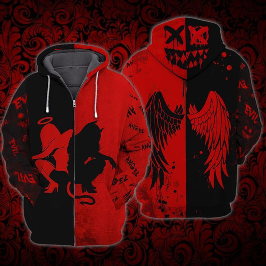 Angel And Evil For Men And Women 3d Hoodie Zip Hoodie Moonbestprint