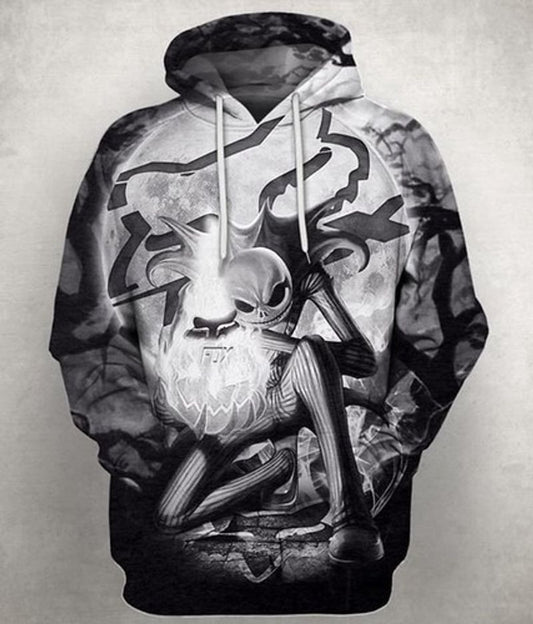 Jack Skellington Fox Dirt Bike Flame All Over Printing 3d Hoodie 180 Moonbestprint