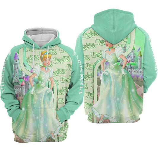 Cinderella Princess Green Background Hoodie Zip Hoodie Moonbestprint