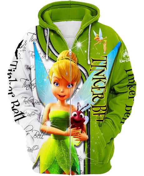 Tinker Bell Zip-up Hoodie Moonbestprint