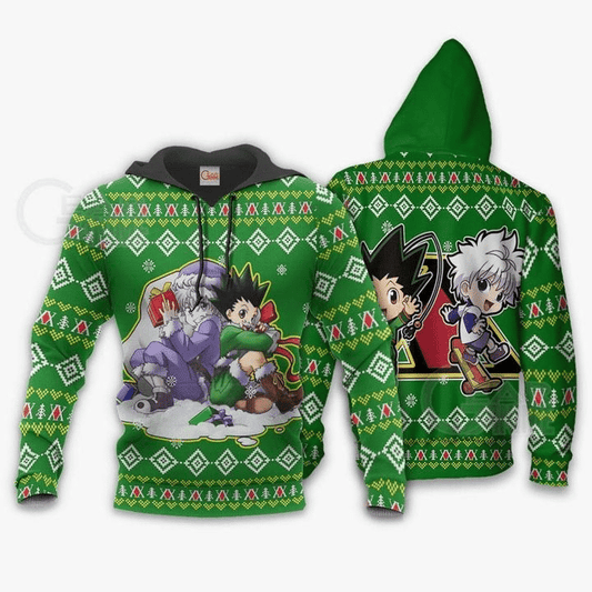 Gon &amp; Killua Hxh Ugly Christmas Hunter X Hunter Anime Manga For Men And Women 3d Hoodie Zip Hoodie Moonbestprint