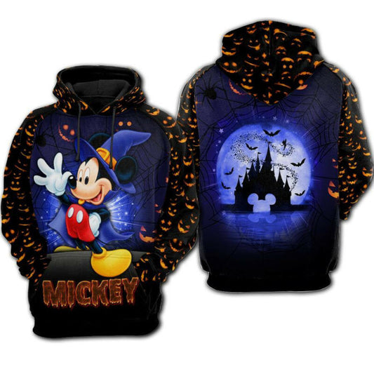 Mickey Mouse Wizard Disney Castle Halloween Night 3d Hoodie Zip Hoodie Moonbestprint