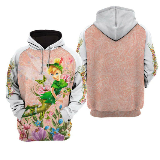 Tinkle Bell With Floral Hoodie Zip Hoodie Moonbestprint
