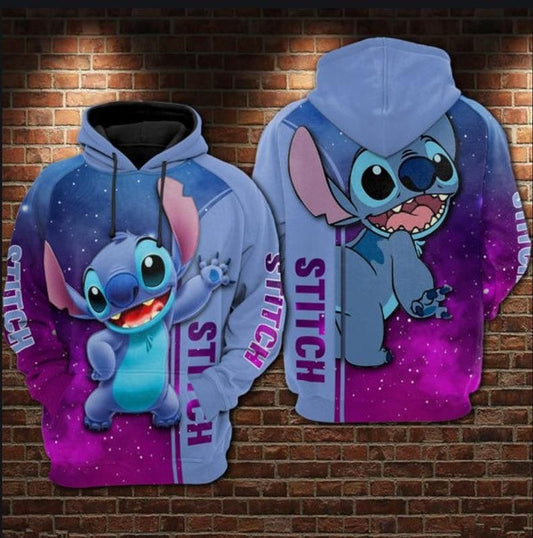 Lilo And Stitch Galaxy Purple 3d Hoodie Zip Hoodie Moonbestprint