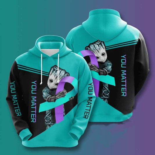 Baby Groot X Suicide Prevention Awareness 3d Hoodie Zip Hoodie Moonbestprint