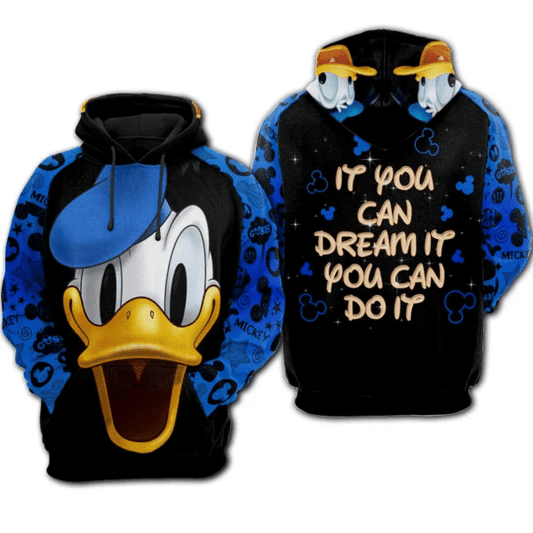 Donald Duck Pattern Mickey Mouse Disney Cartoon 509 Fan Gift Stylist Unisex Cartoon Graphic Outfits Aop Hoodie 633 Moonbestprint