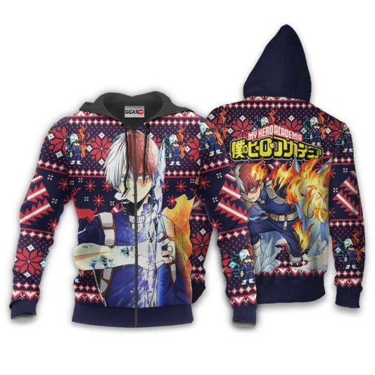 Shoto Todoroki Ugly Christmas Sweater Anime My Hero Academia Manga 2k48 Fan Gift Stylist Unisex Cartoon 3d Hoodie Zip Hoodie 1873 Moonbestprint