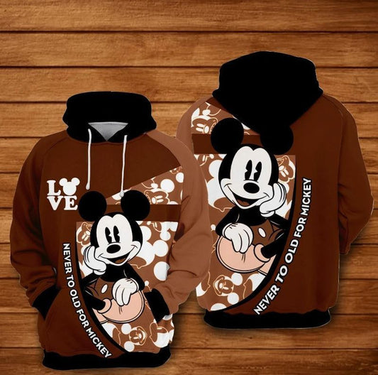 Never Too Old For Mickey Disney Over Print 3d Hoodie Zip Hoodie Moonbestprint
