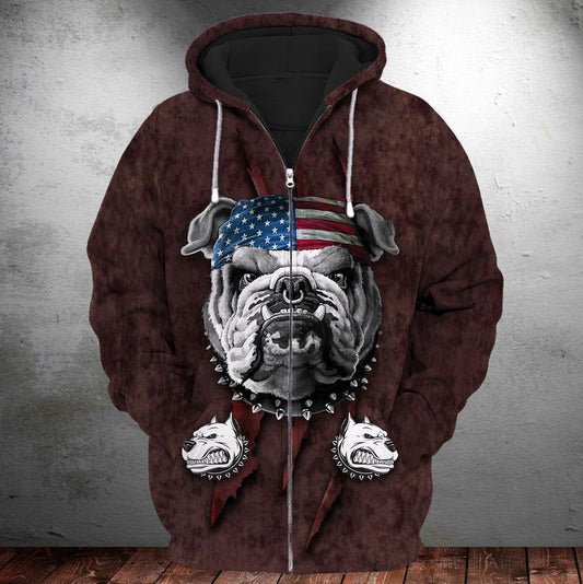 Bull Dog 4th Of July Independence Day For Men And Women 3d Hoodie Zip Hoodie Moonbestprint