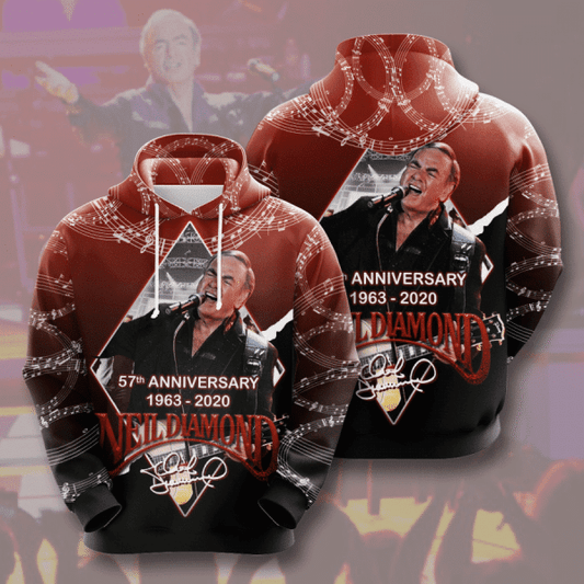 Neil Diamond 57th Anniversary 1963 2020 Signature Design Gift For Fan Custom 3d Hoodie All Over Printed Hoodie Moonbestprint