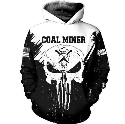 Coal Miner Skull Full Printing Custom 3d Hoodie Moonbestprint