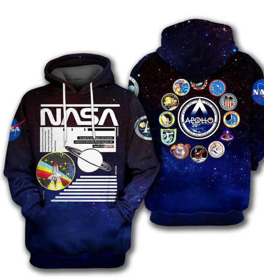 Nasa Hoodie National Space Apollo 3d Hoodie Zip Hoodie Moonbestprint